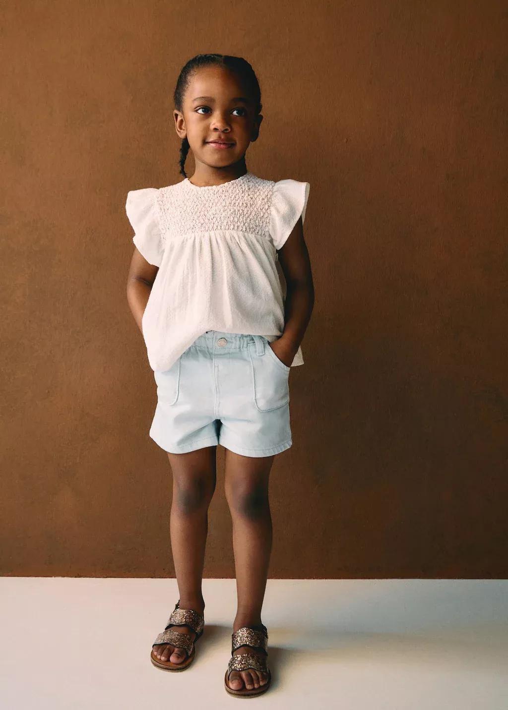 LT-PASTEL BLUE Paperbag denim shorts, Baby Girl, , large image number 3