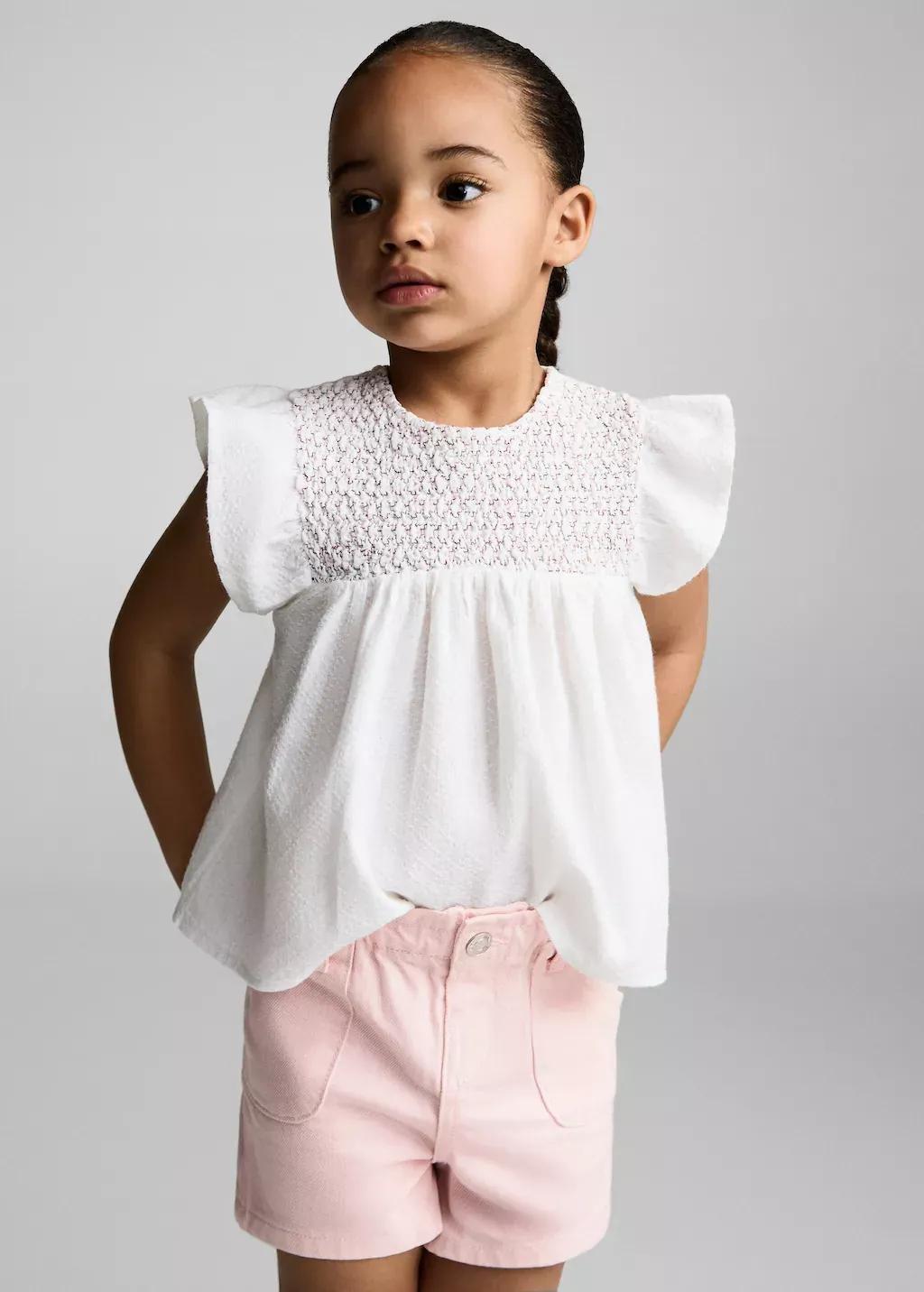 Pink Paperbag Denim Shorts, Baby Girl, , large image number 1