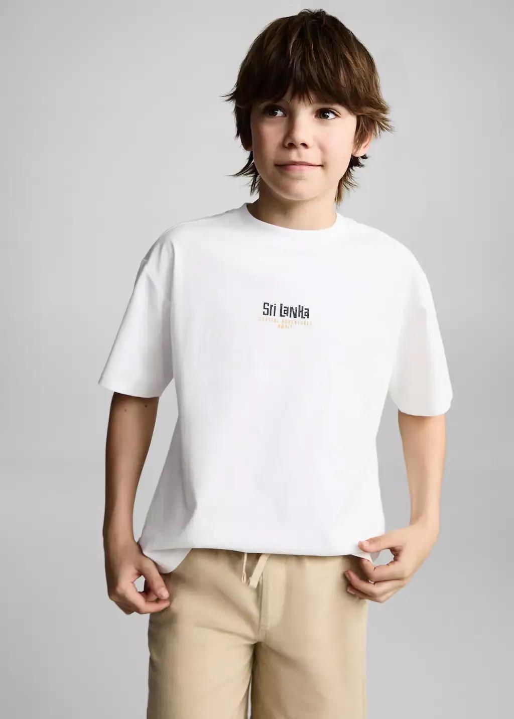 White Printed Cotton-Blend T-Shirt, Kids Boy, , large image number 1