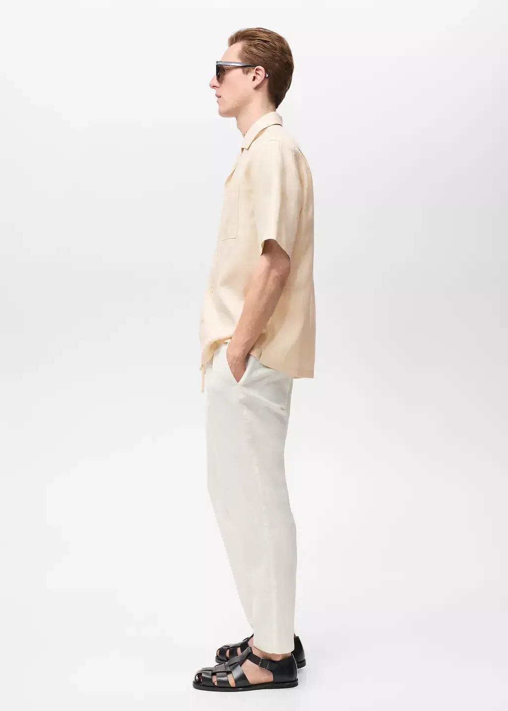 Beige Plain Casual Shirt, , large image number 2