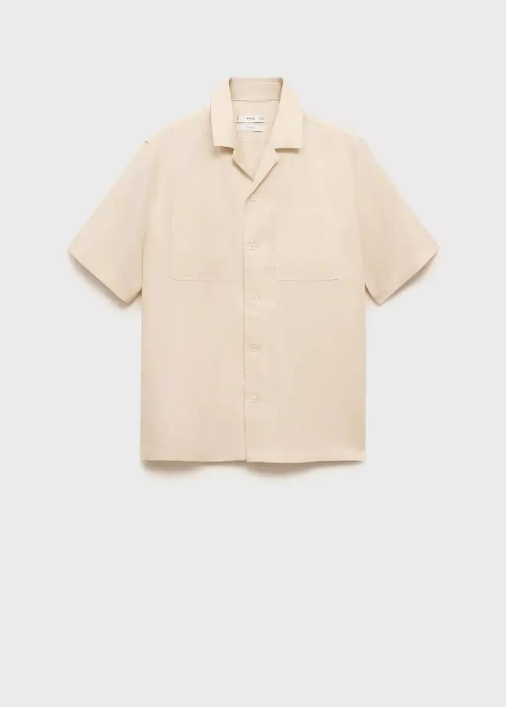 Beige Plain Casual Shirt, , large image number 3