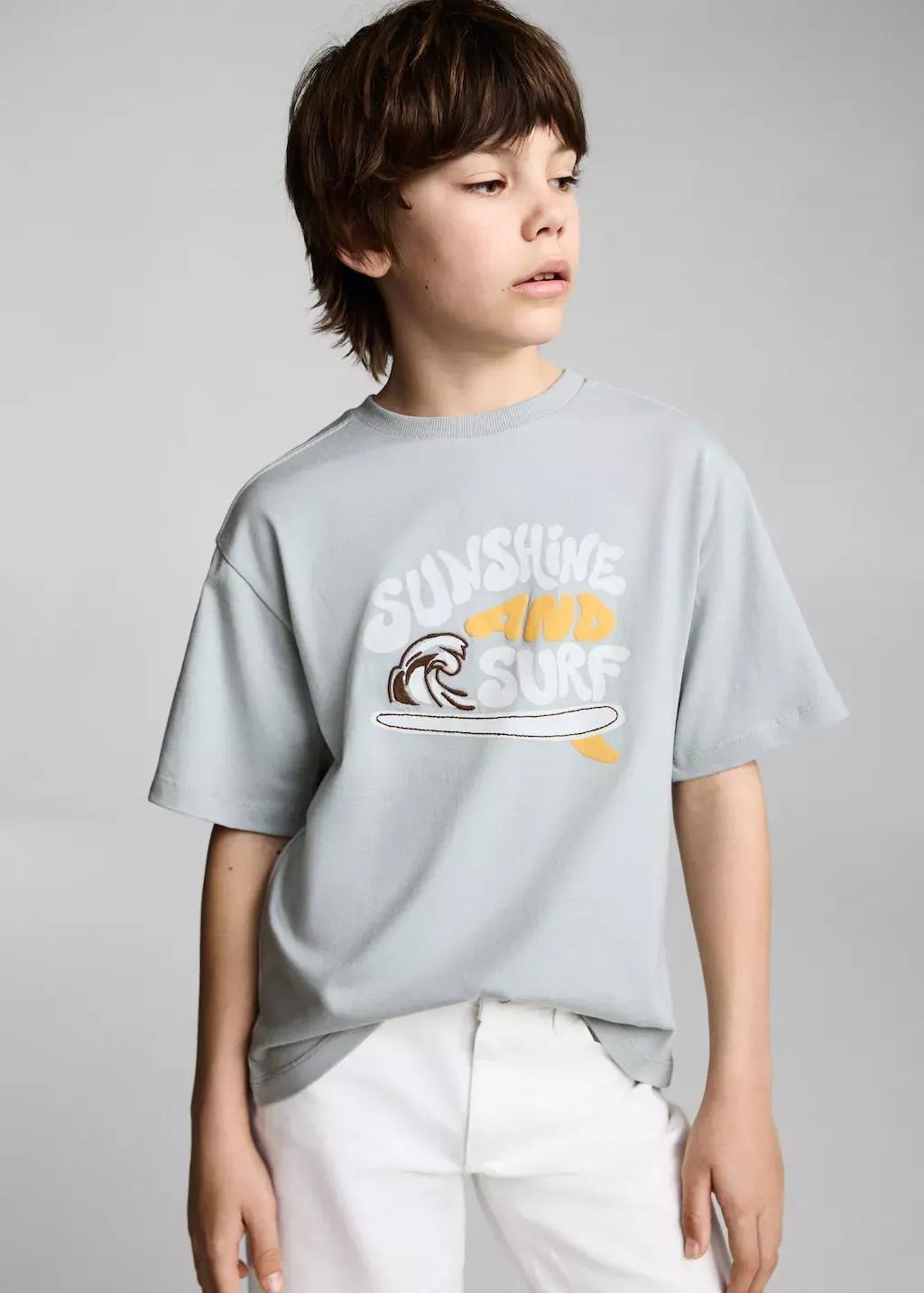 Grey Lt Pastel Printed Cotton-Blend T-Shirt, Kids Boy, , large image number 1