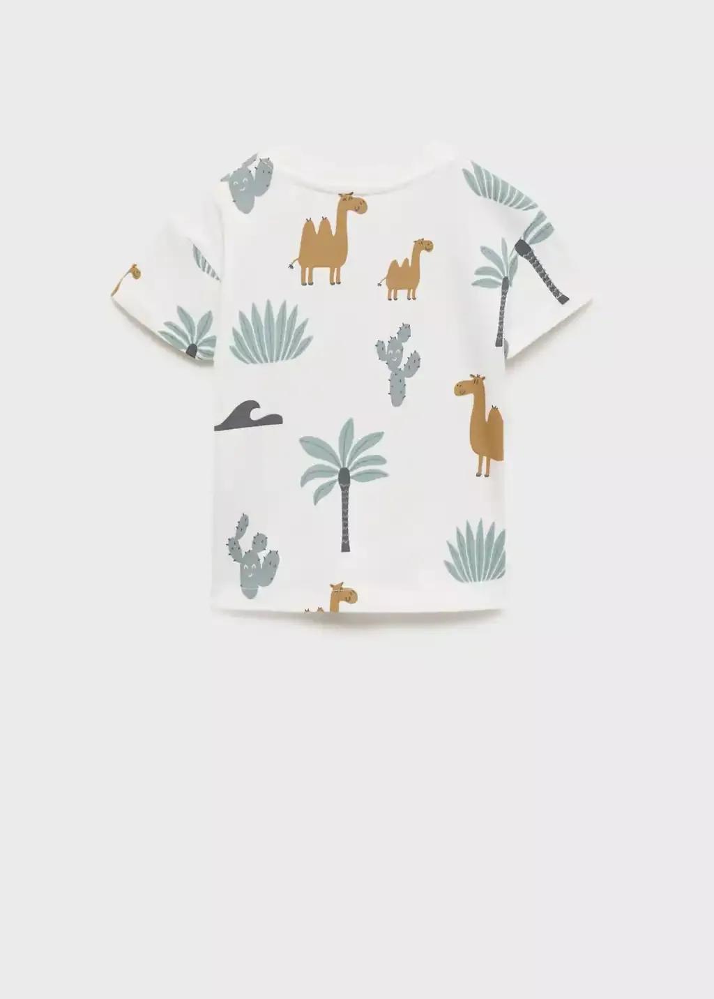 White Printed Cotton-Blend T-Shirt, Baby Boy, , large image number 1