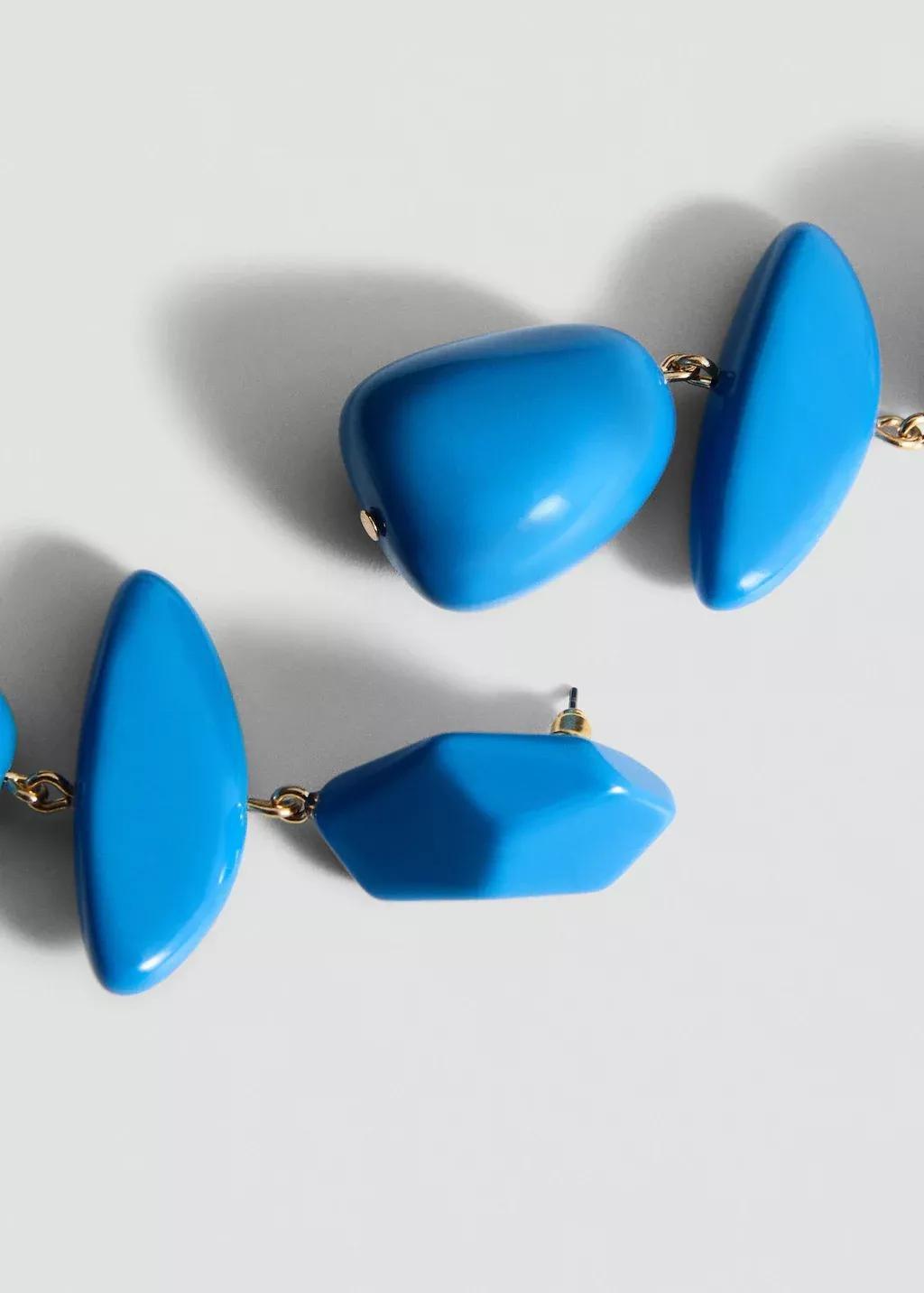 Blue Resin Hanging Bead Earrings, Medium Blue, large image number 0