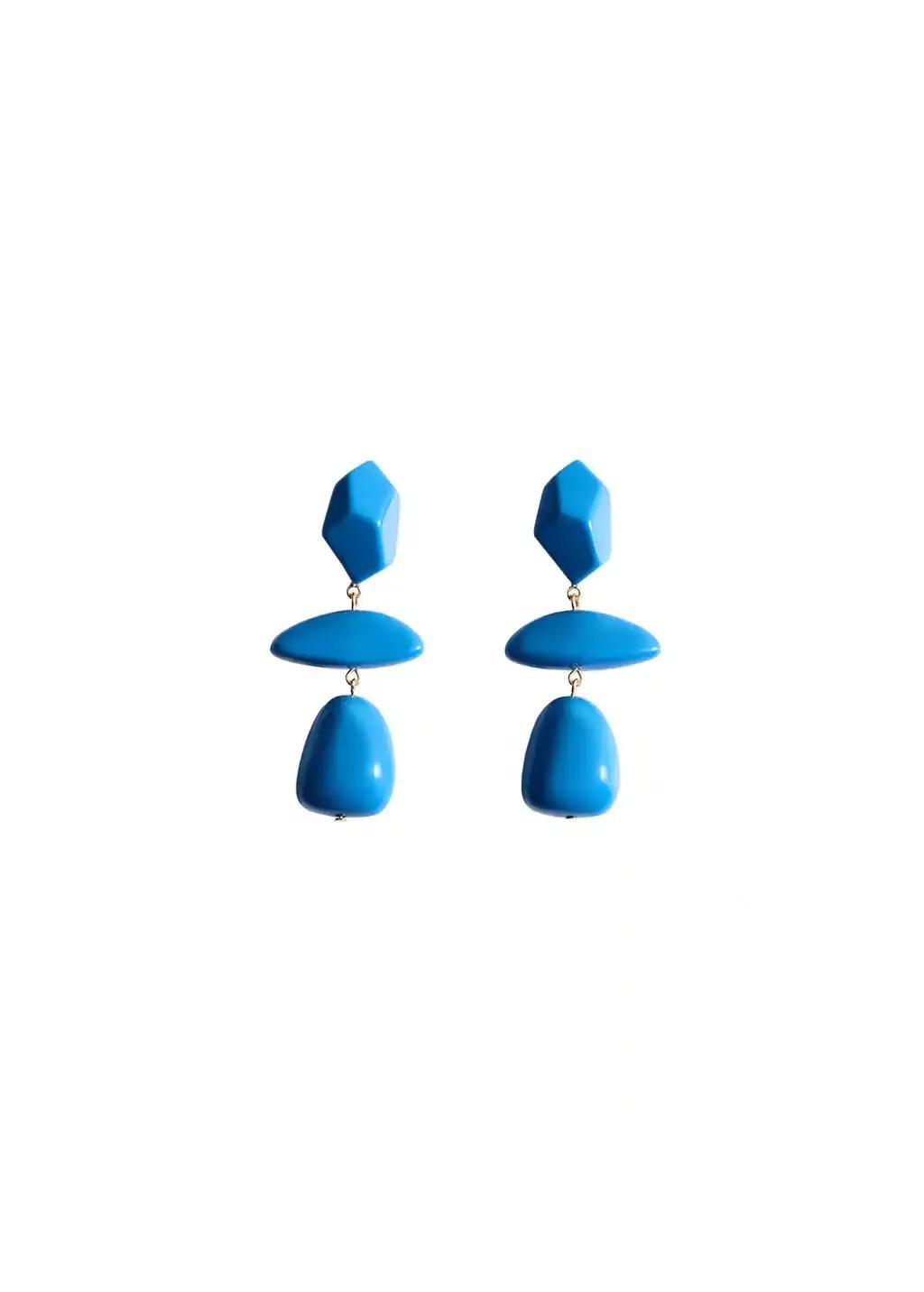 Blue Resin Hanging Bead Earrings, Medium Blue, large image number 2
