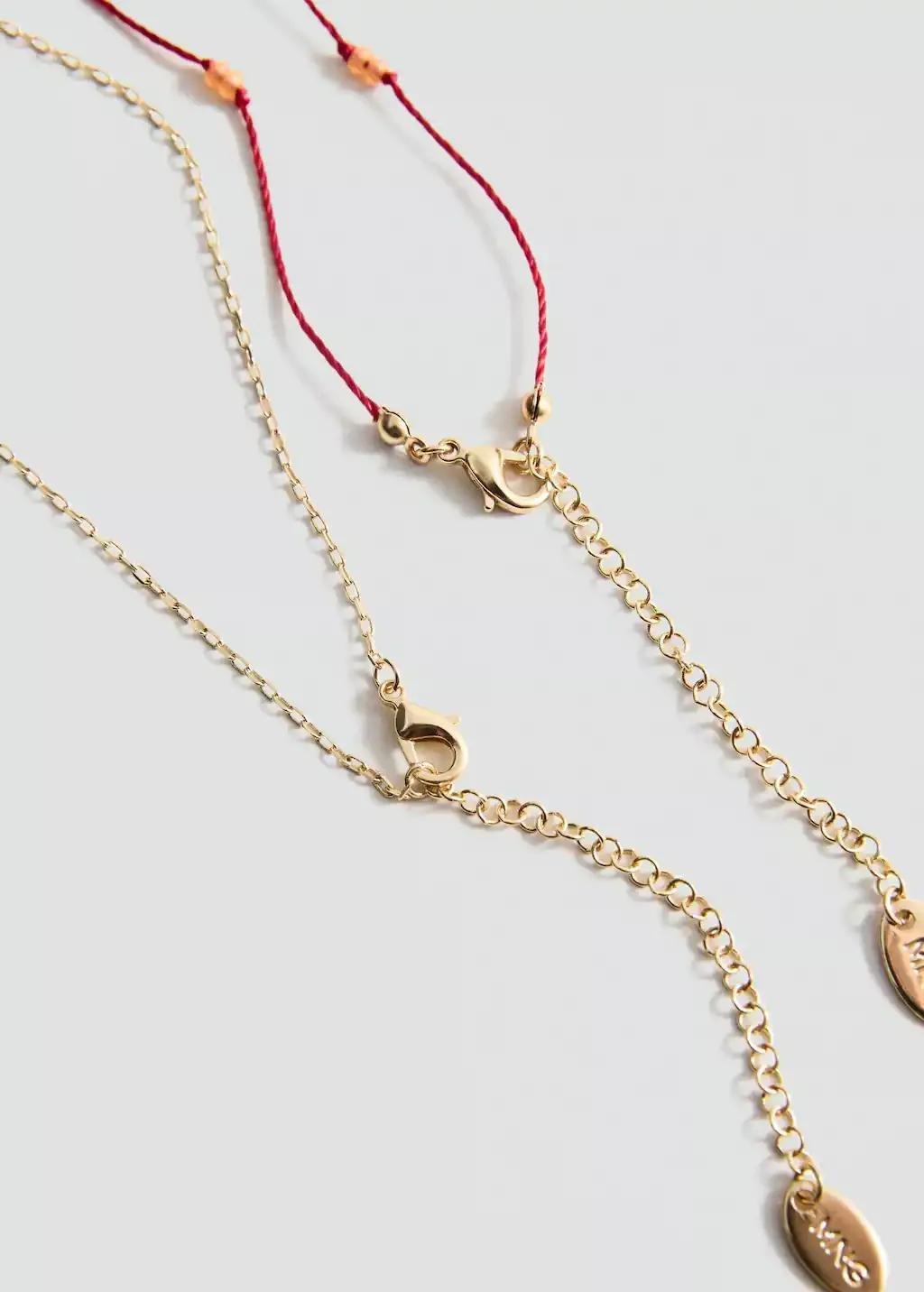 Gold Combined Double-Pendant Necklace, 0201_OR, large image number 1