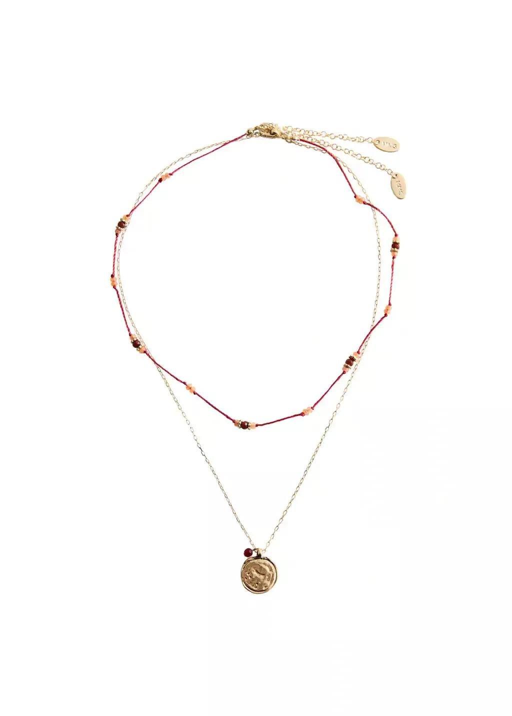 Gold Combined Double-Pendant Necklace, 0201_OR, large image number 2