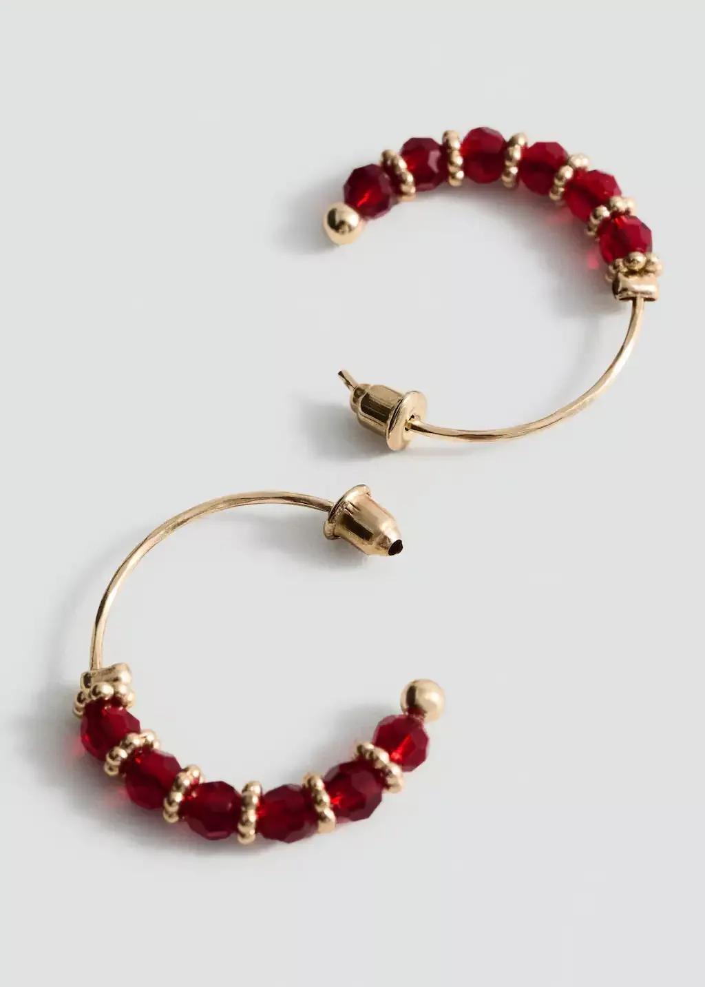 Gold Hoop Earrings With Ball Applique, 0201_OR, large image number 0