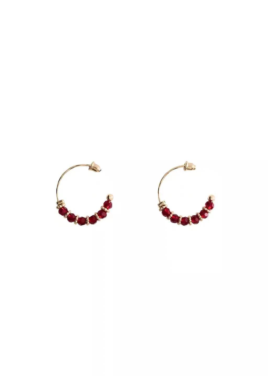 Gold Hoop Earrings With Ball Applique, 0201_OR, large image number 1