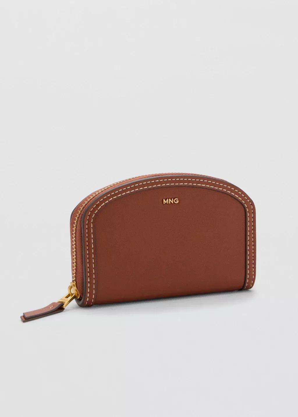 Brown Oval Leather Effect Wallet, , medium
