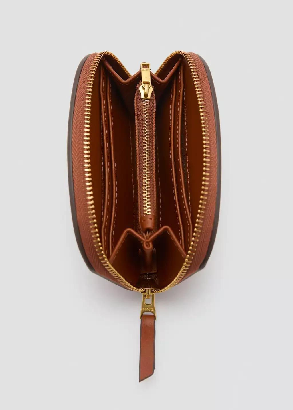 Brown Oval Leather Effect Wallet, Medium Brown, large image number 1