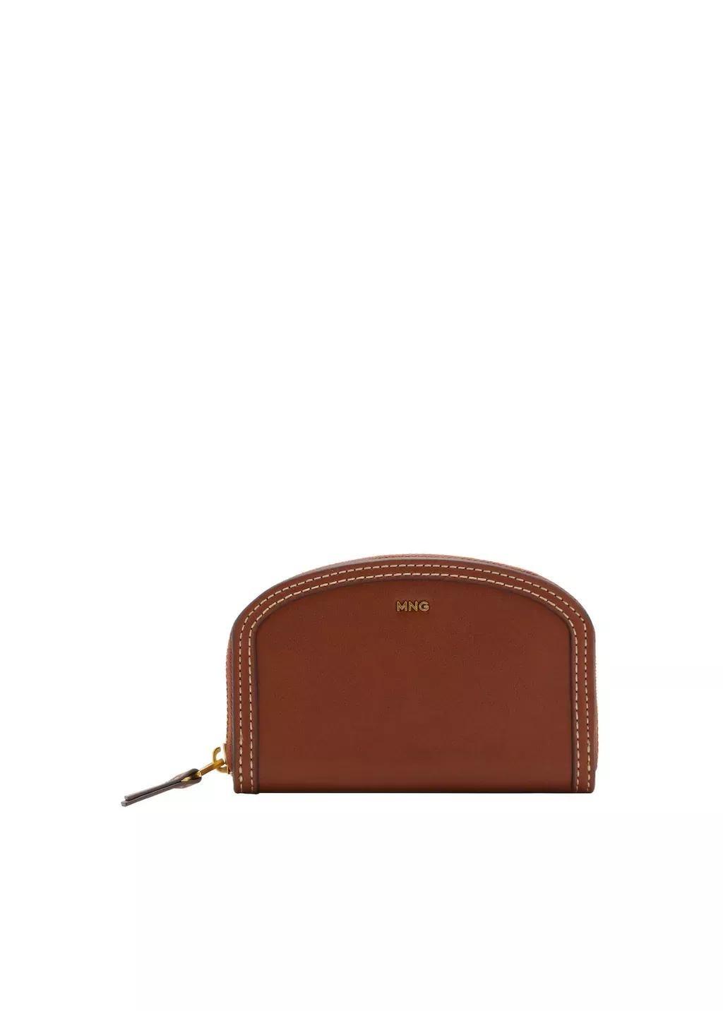 Brown Oval Leather Effect Wallet, Medium Brown, large image number 3