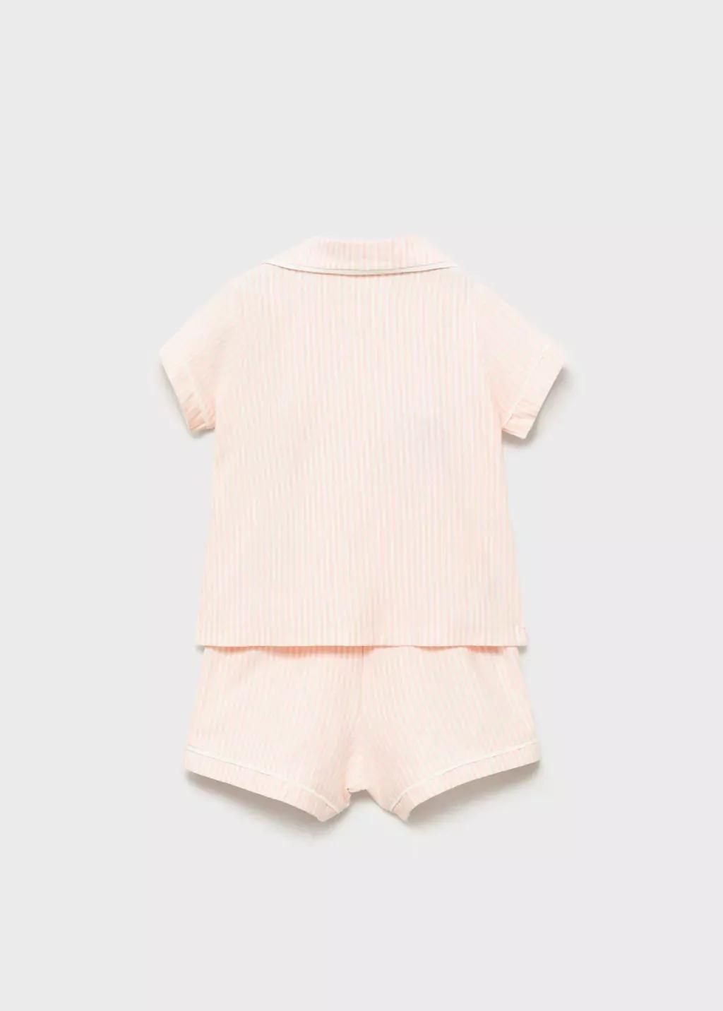 PINK Striped cotton short pyjamas, Baby Girl, , large image number 1