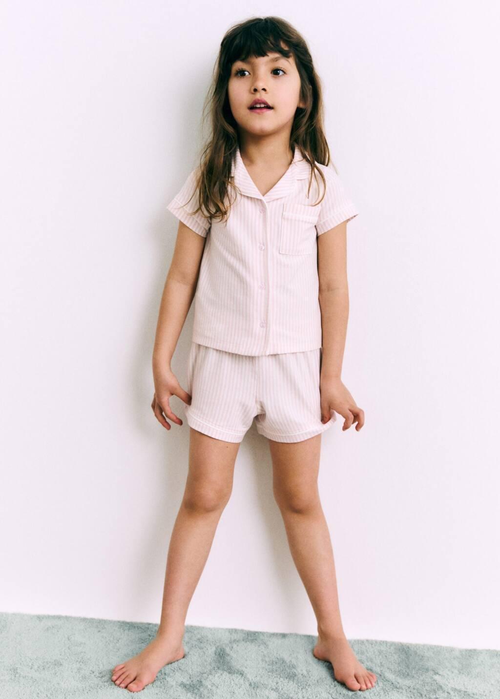 PINK Striped cotton short pyjamas, Baby Girl, , large image number 3