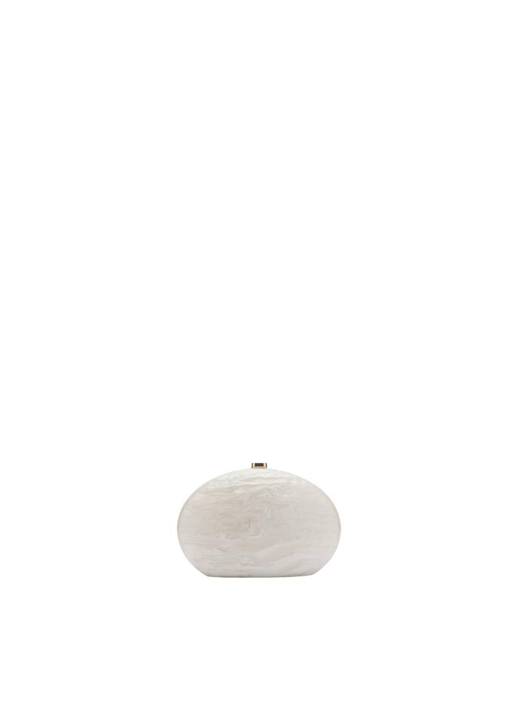 Beige Oval Clutch Bag, Light Beige, large image number 3