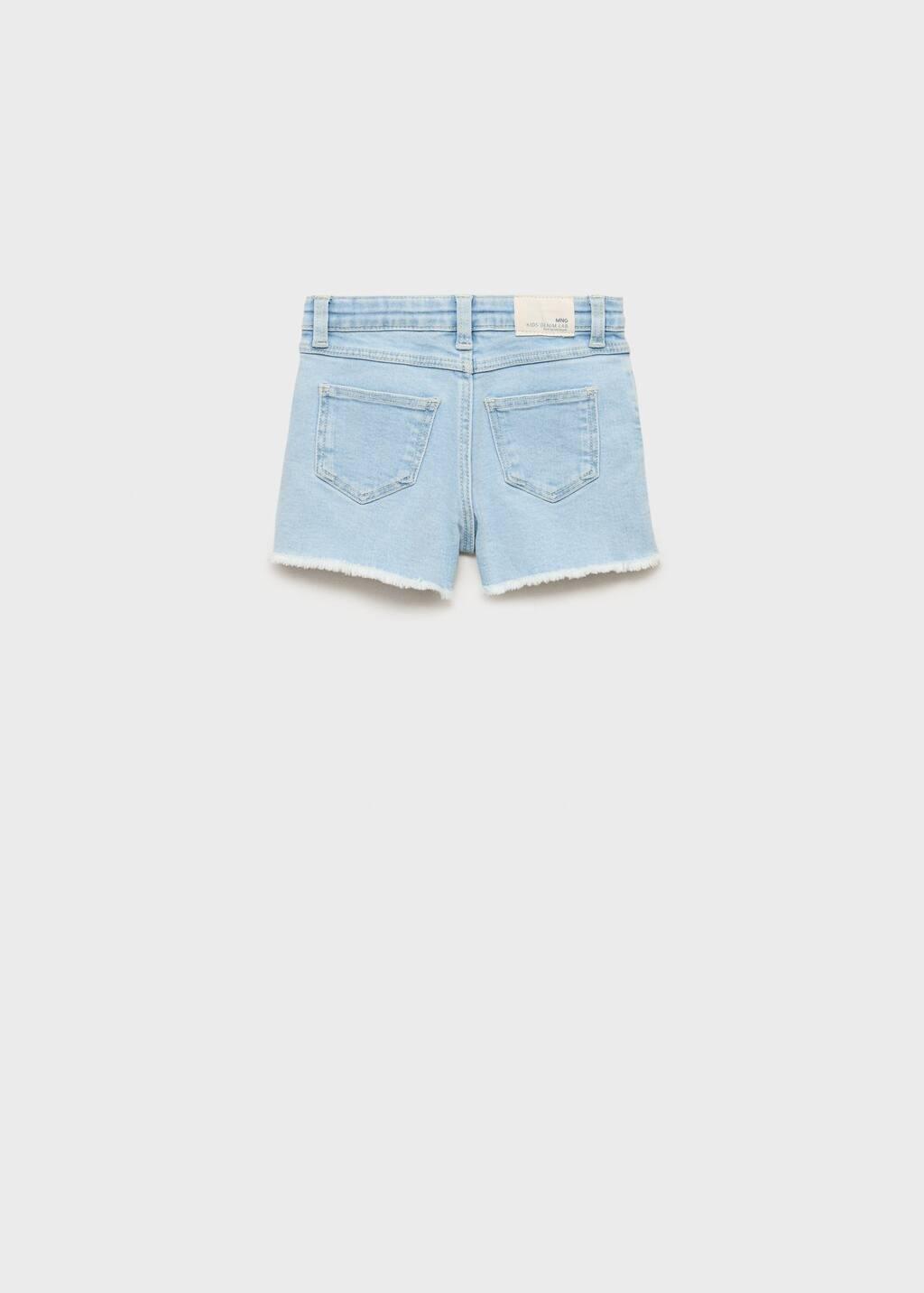 Blue Denim Shorts With Frayed Hem, Baby Girl, , large image number 1