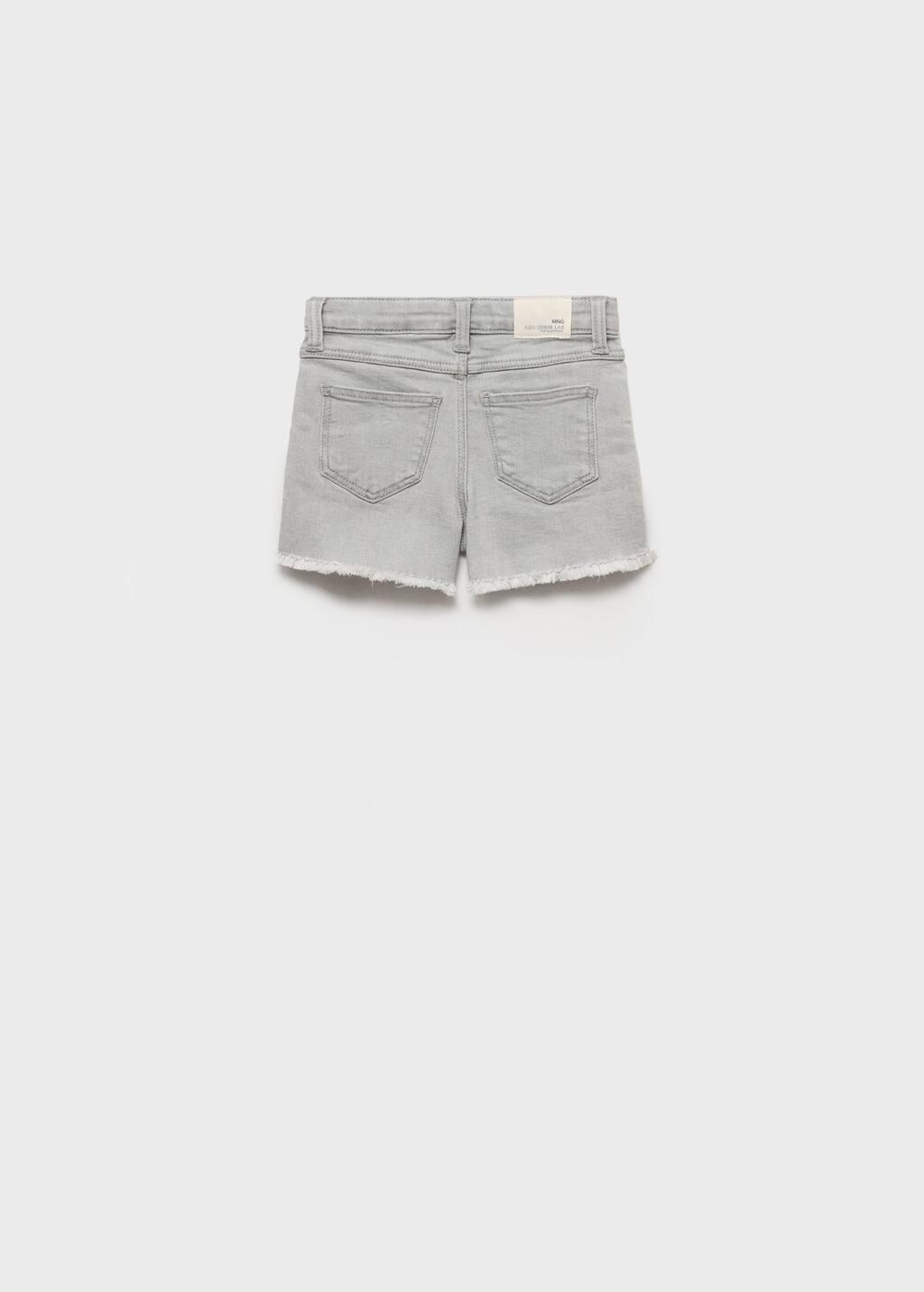 Grey Denim Shorts With Frayed Hem, Baby Girl, , large image number 2