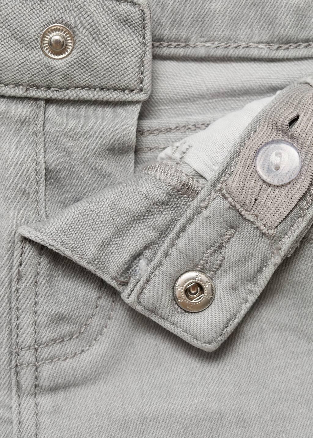 Grey Denim Shorts With Frayed Hem, Baby Girl, , large image number 3