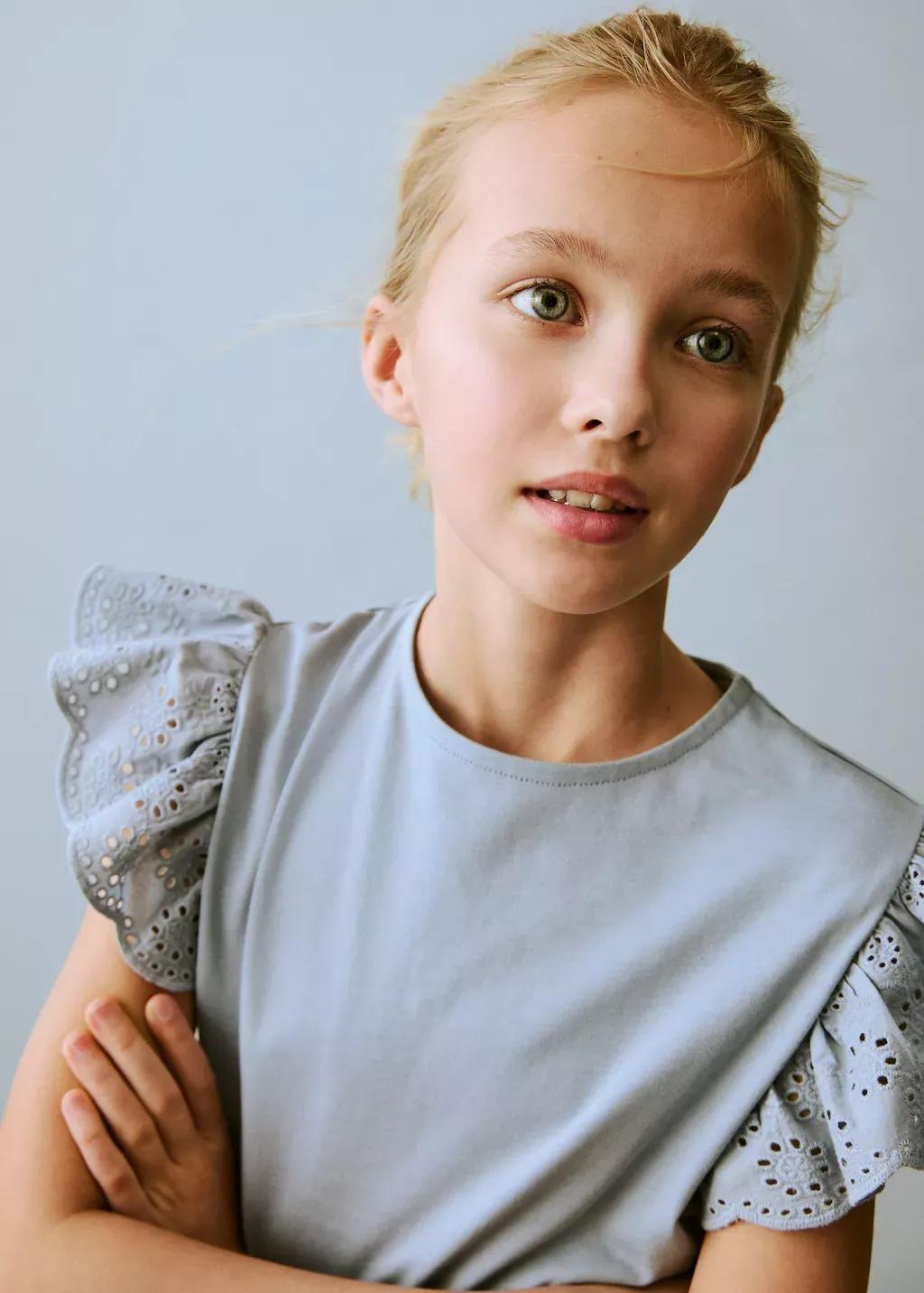 LT-PASTEL BLUE Frills embroidered t-shirt, Kids Girl, , large image number 3