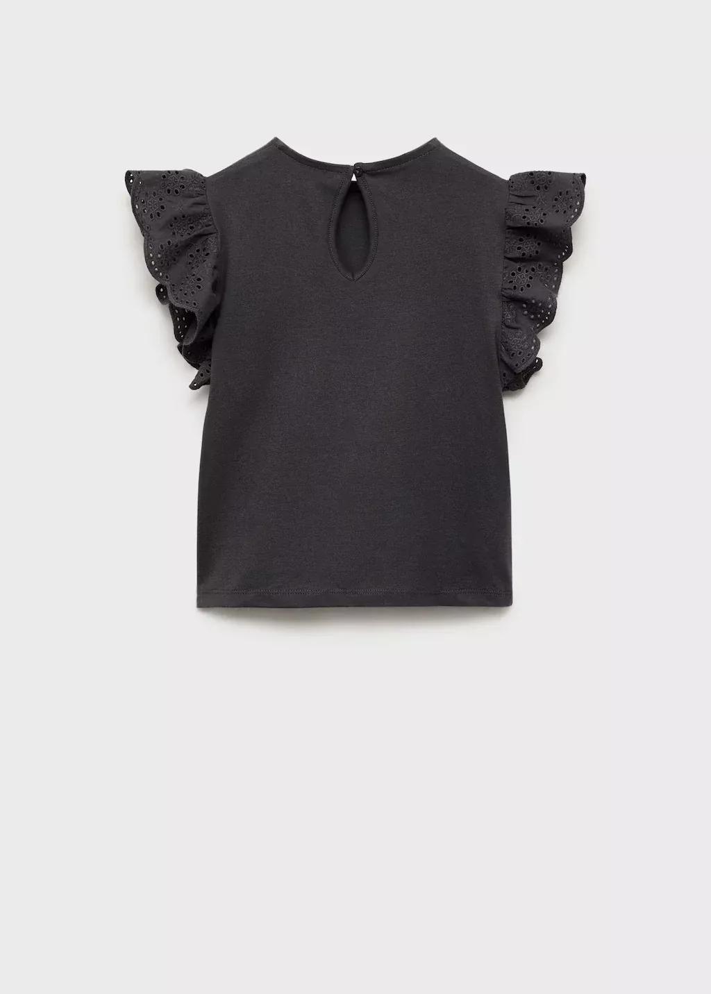 Grey English-Embroidered Cotton T-Shirt, Kids Girl, , large image number 2