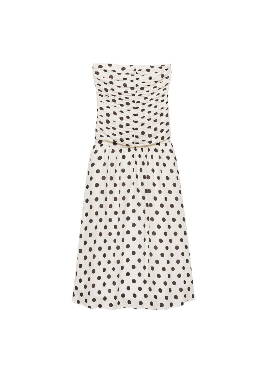 White Polka-Dot Dress With Draped Body, , large image number 3