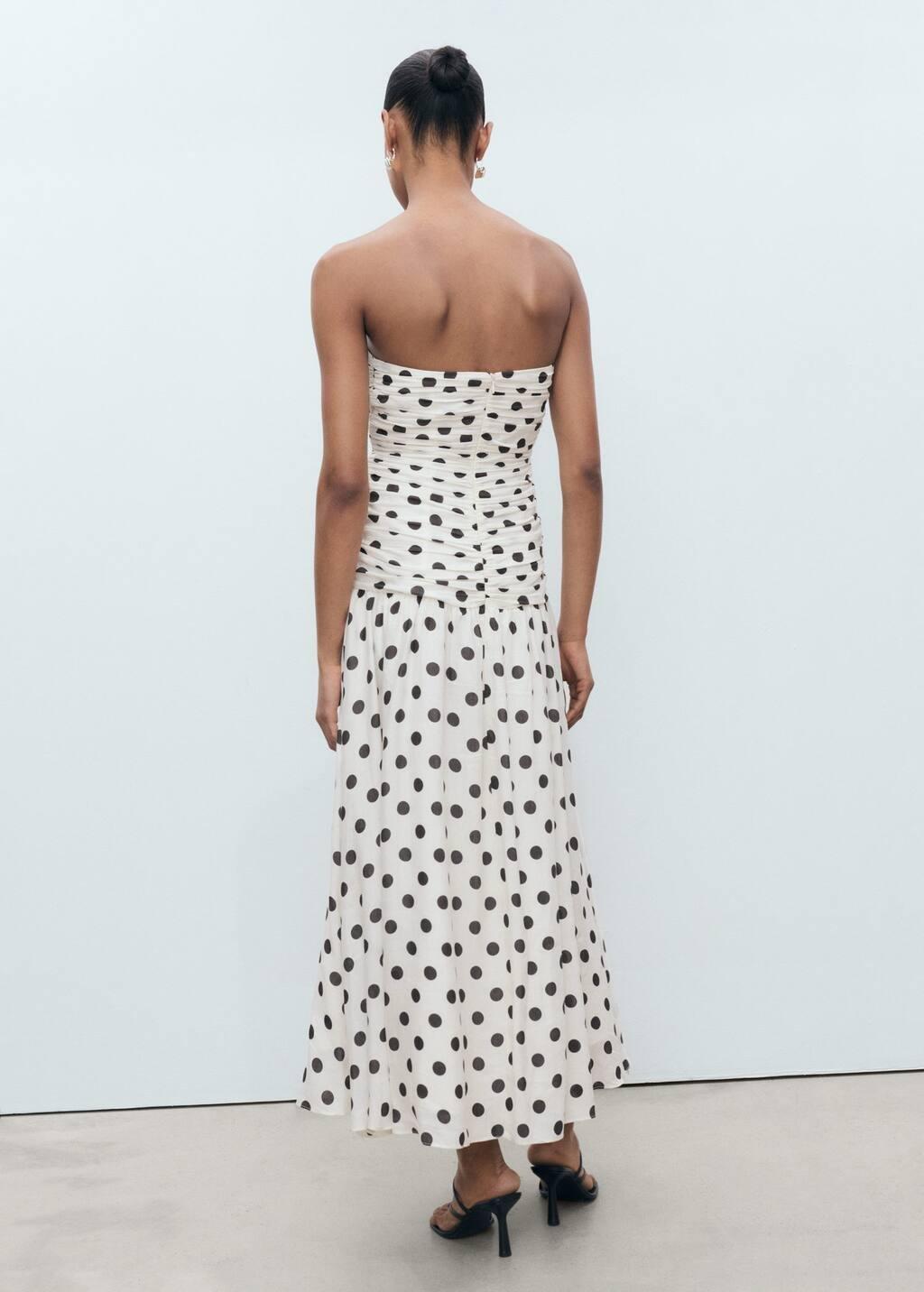White Polka-Dot Dress With Draped Body, , large image number 5