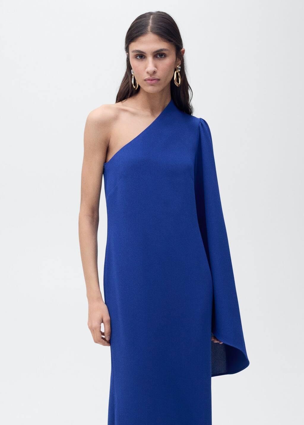 Blue Asymmetric Formal Maxi Dress, , medium