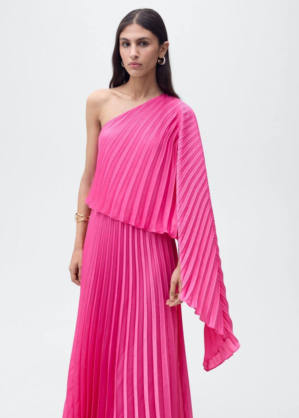 Pink Long Cape Flared Dress, , medium