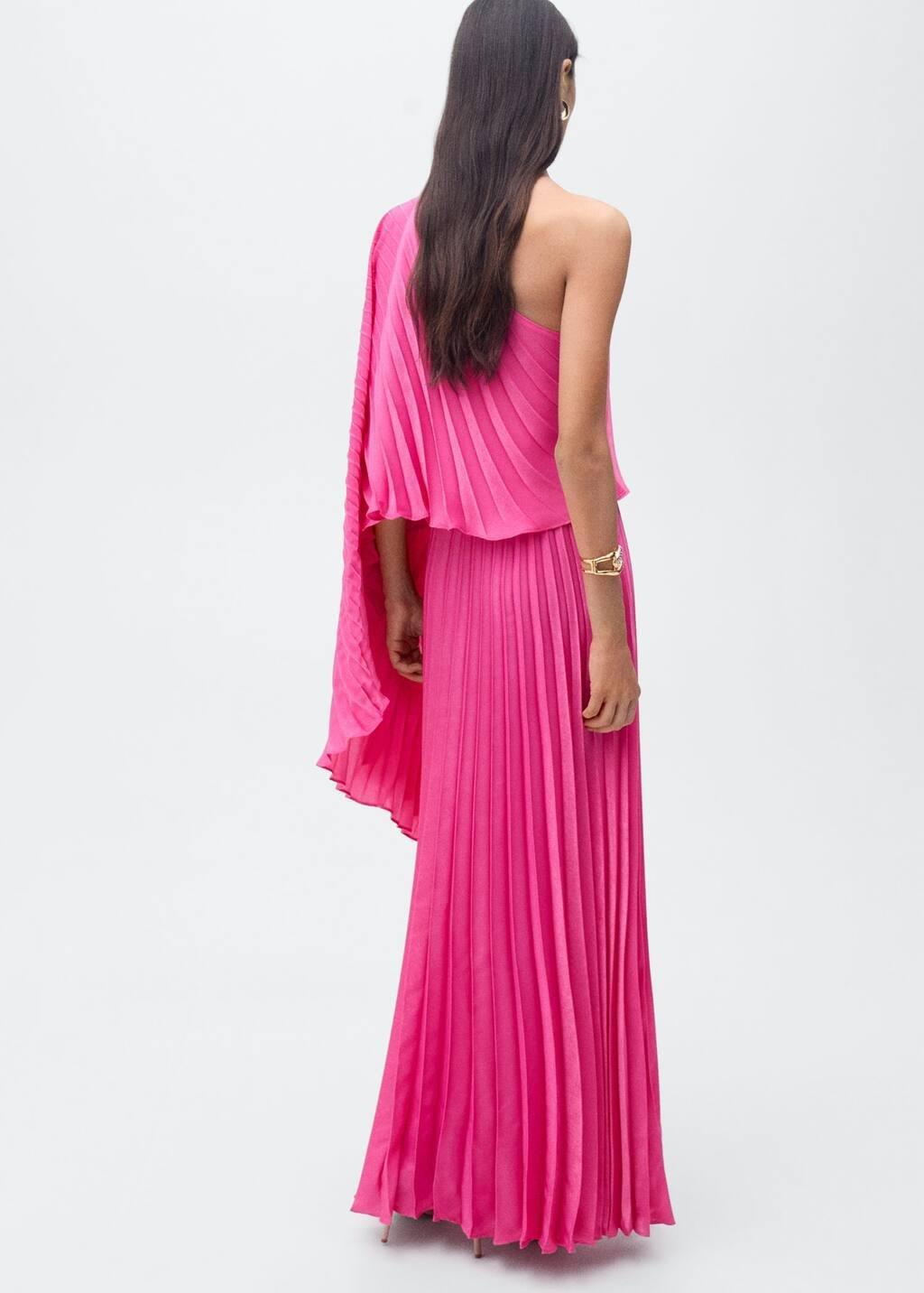 Pink Long Cape Flared Dress, , large image number 5