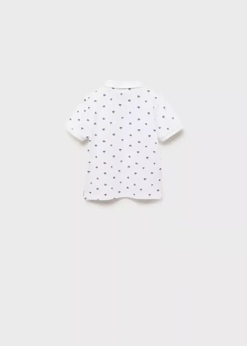 White Printed Cotton Polo Shirt, Baby Boy, , large image number 1