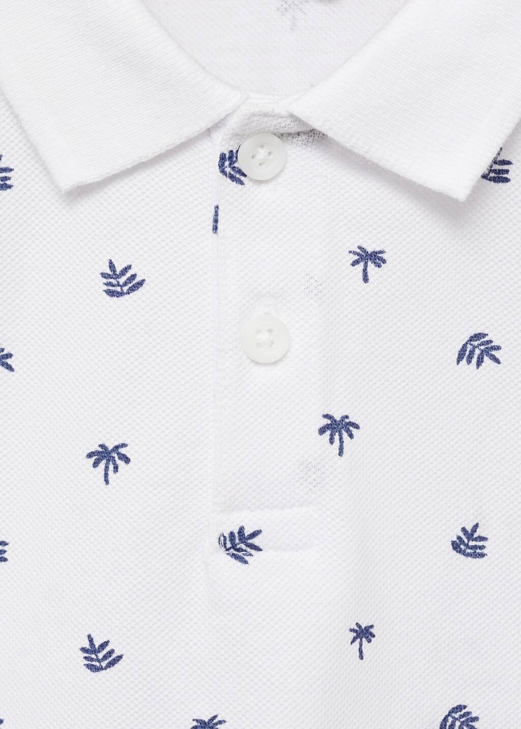 White Printed Cotton Polo Shirt, Baby Boy, , large image number 2