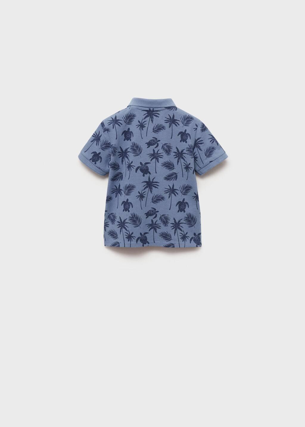 Blue Printed Cotton Polo Shirt, Baby Boy, , large image number 1