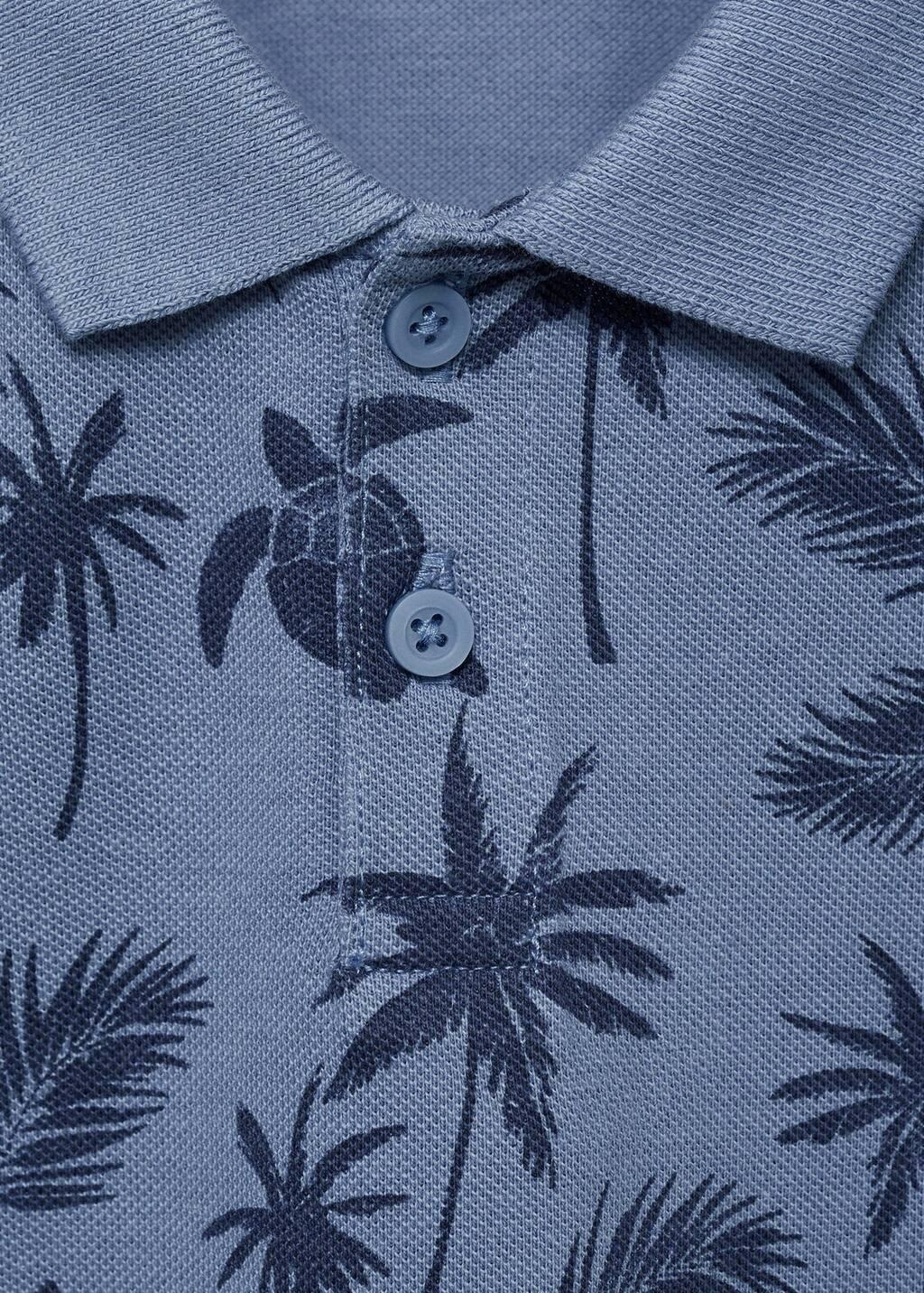 Blue Printed Cotton Polo Shirt, Baby Boy, , large image number 2