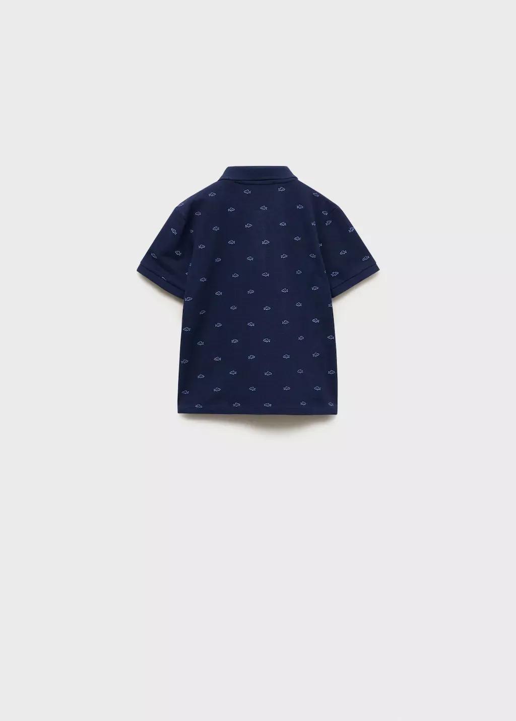 Navy Printed Cotton Polo Shirt, Baby Boy, , large image number 1