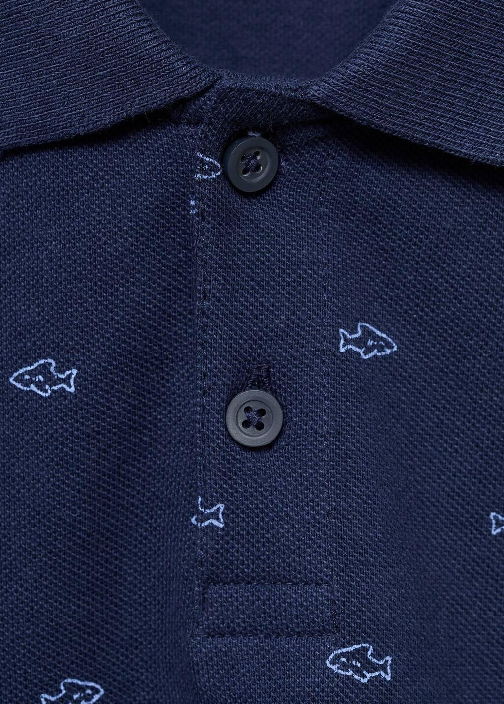 Navy Printed Cotton Polo Shirt, Baby Boy, , large image number 2