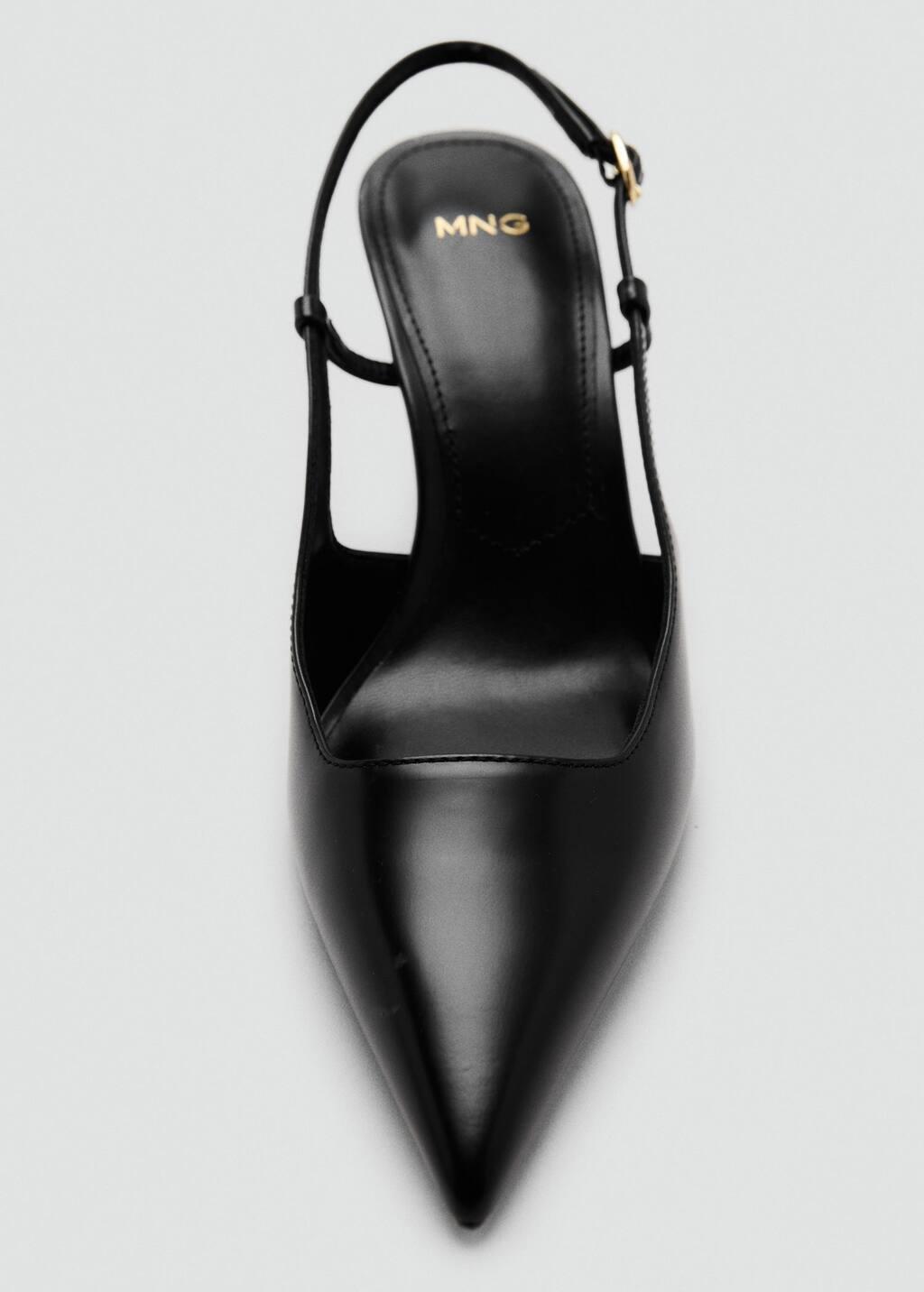 Black Pointed-Toe Leather Heeled Shoes, , large image number 1