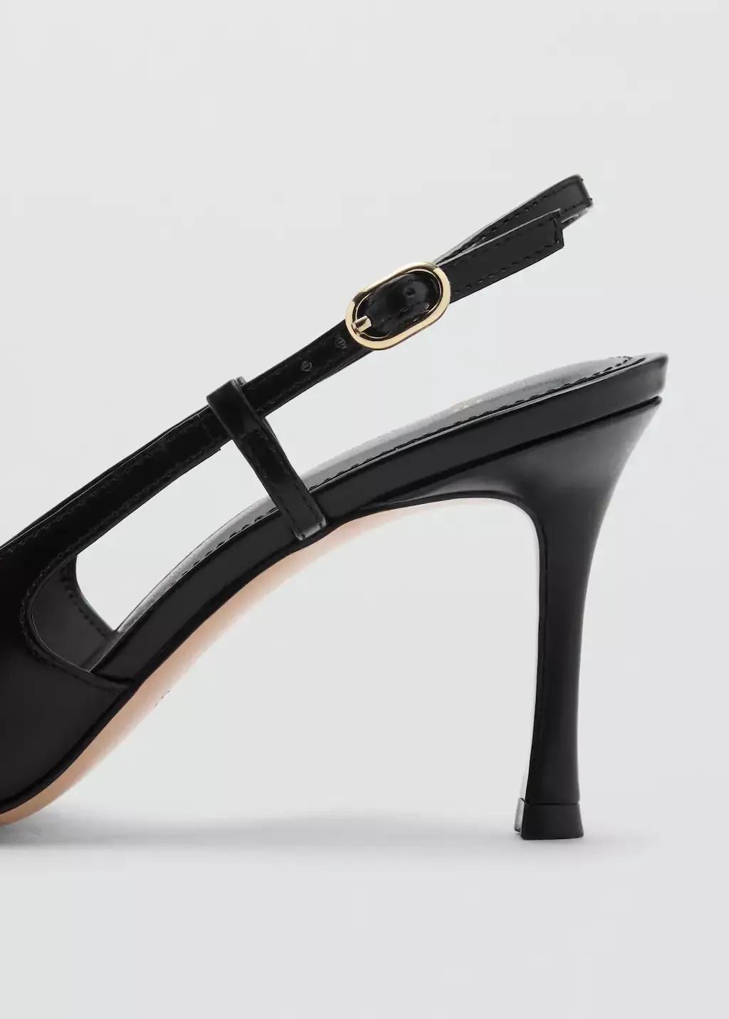 Black Pointed-Toe Leather Heeled Shoes, , large image number 2