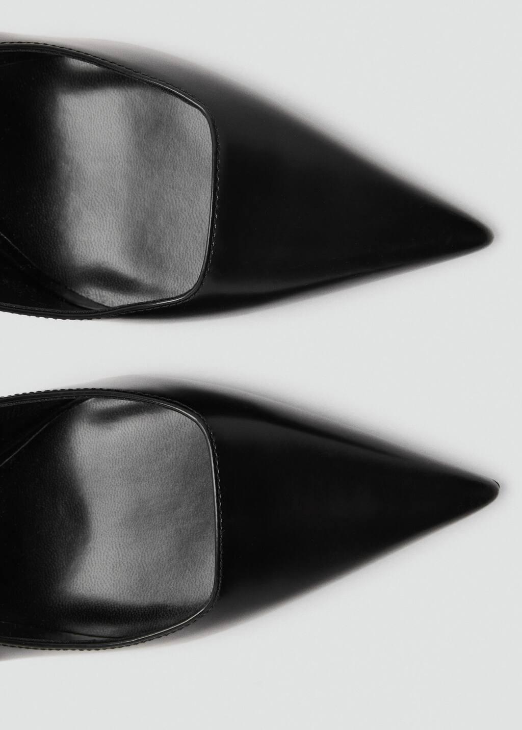 Black Pointed-Toe Leather Heeled Shoes, , large image number 4
