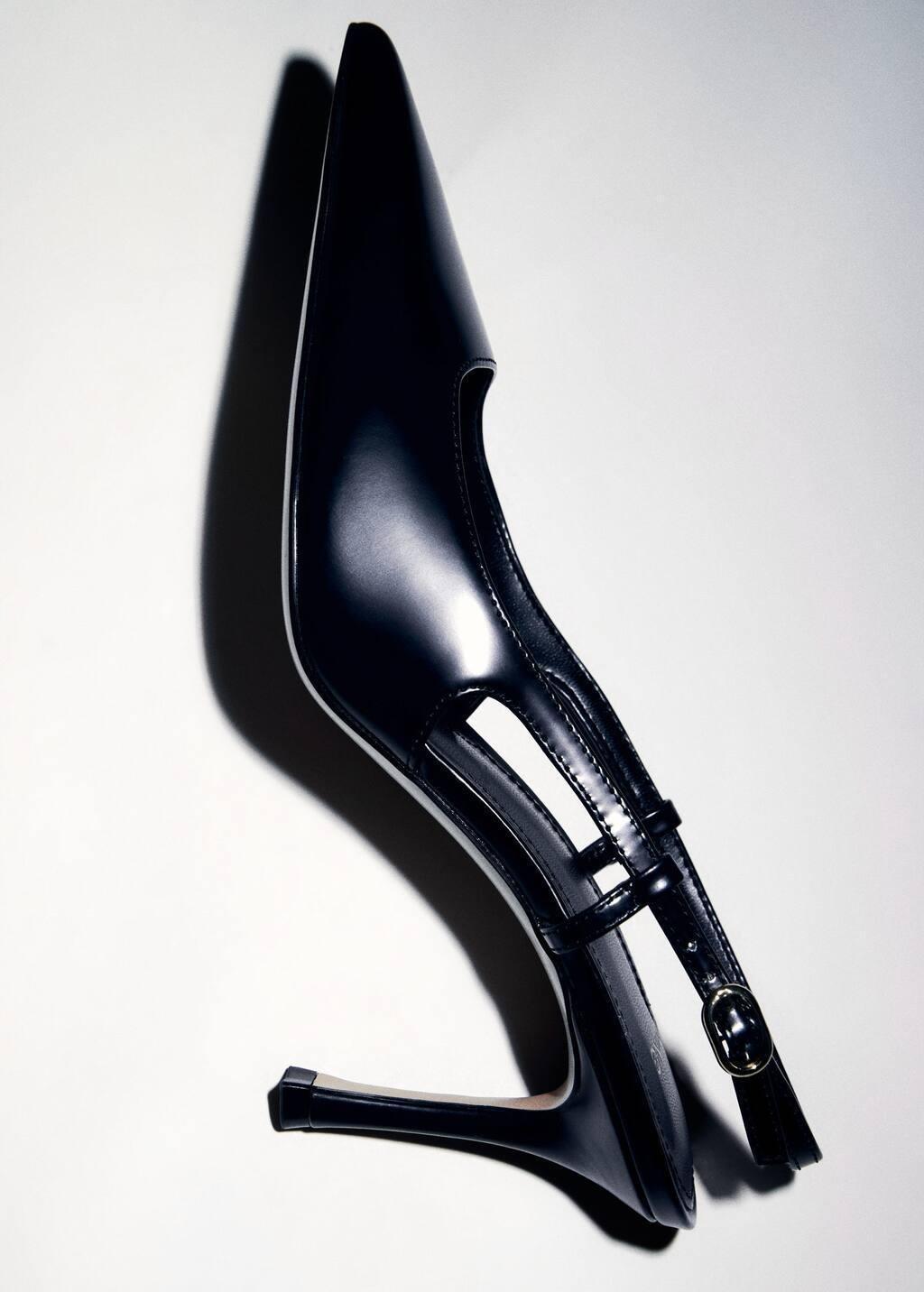 Black Pointed-Toe Leather Heeled Shoes, , large image number 5
