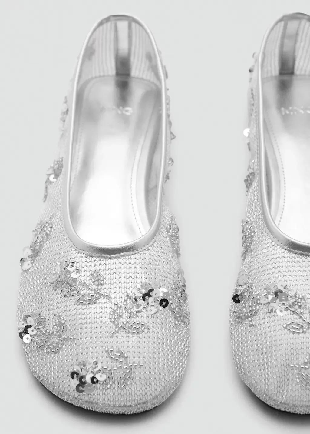 SILVER Sequin embroidered mesh ballerina, , large image number 1