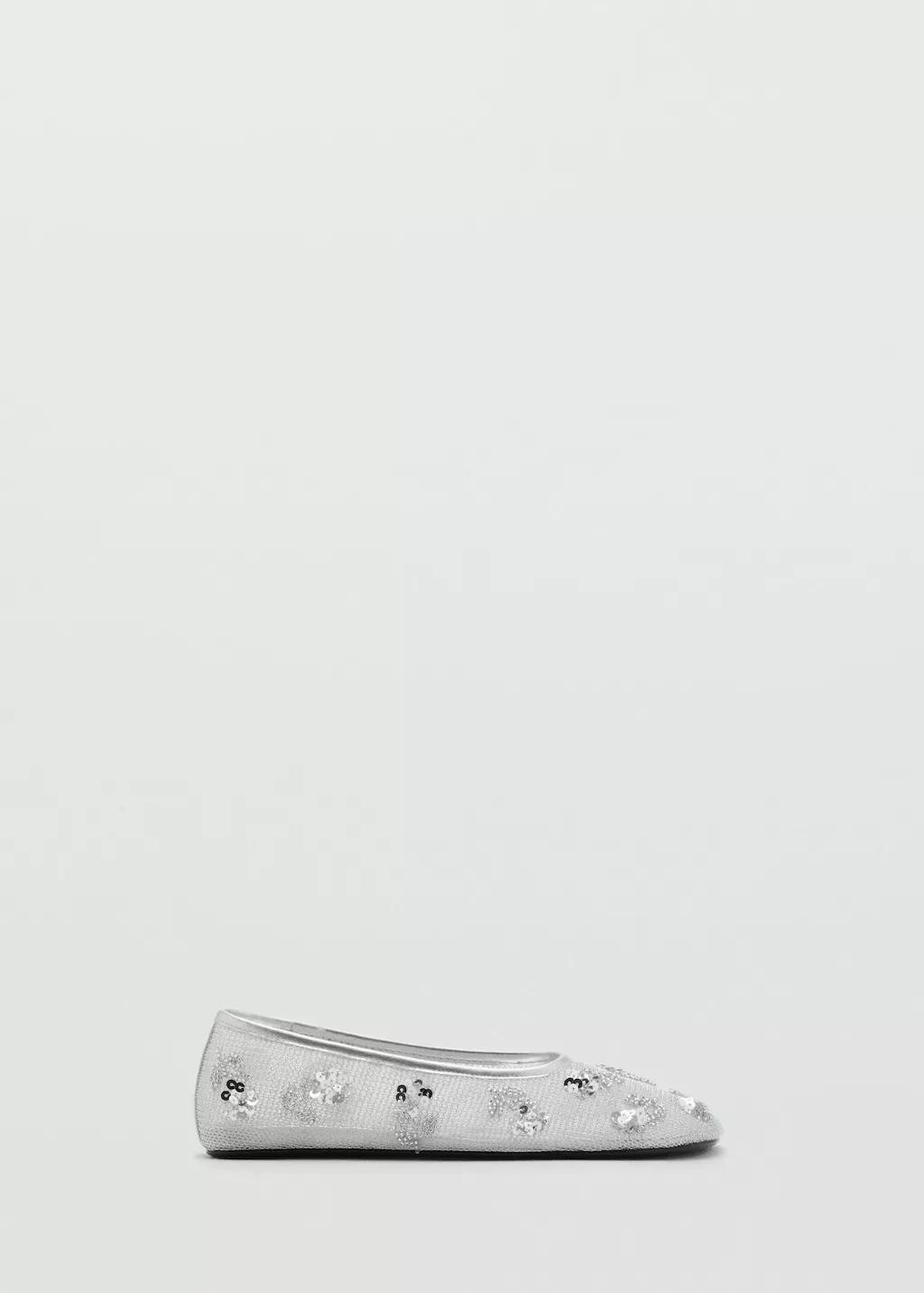 SILVER Sequin embroidered mesh ballerina, , large image number 3