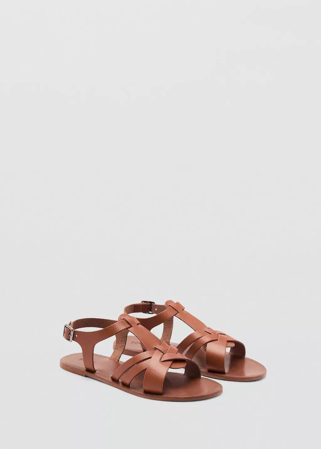 Brown Leather Straps Sandals, Kids Girl, , medium