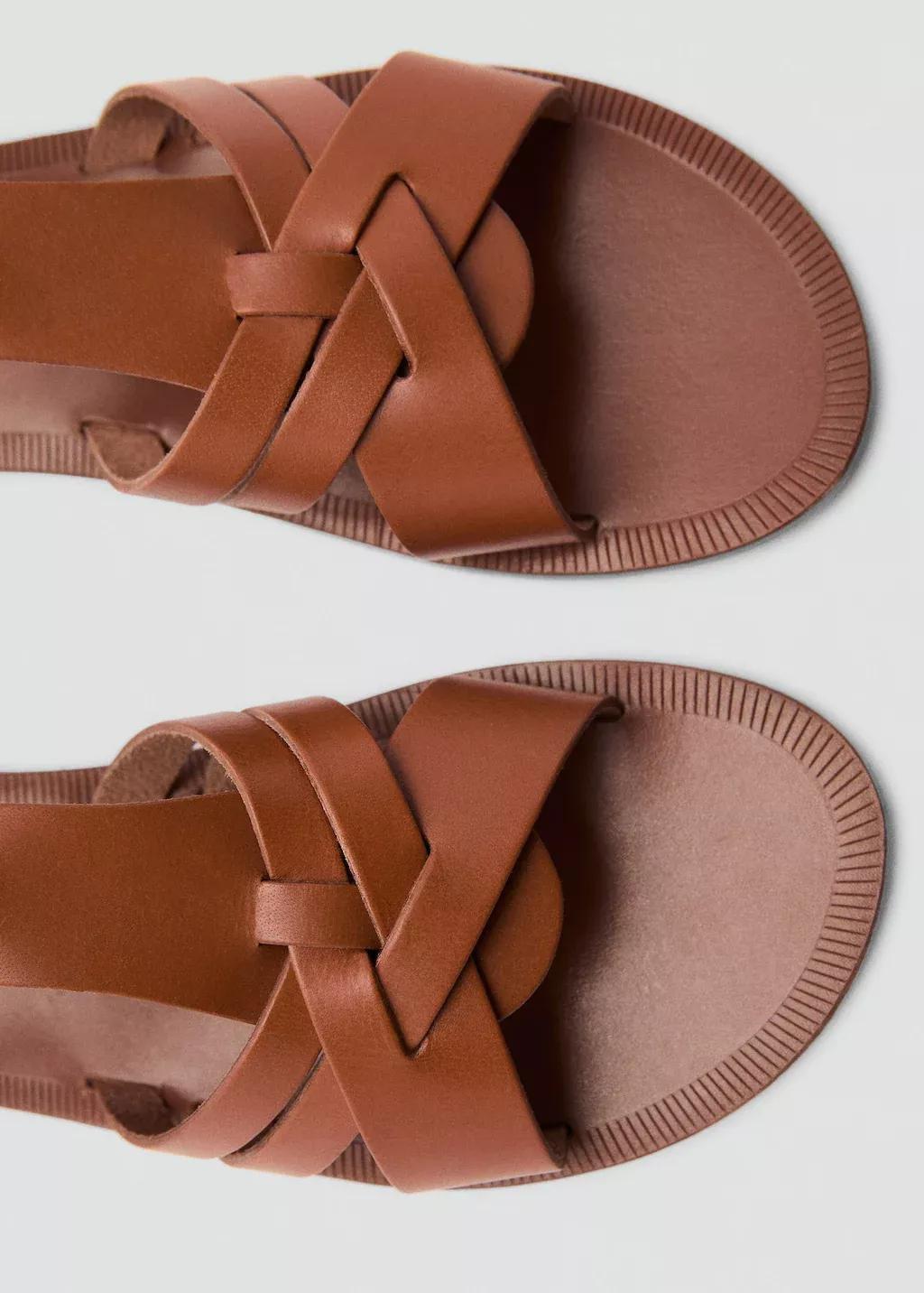 Brown Leather Straps Sandals, Kids Girl, , large image number 1
