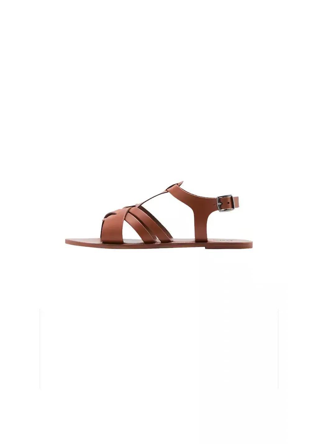 Brown Leather Straps Sandals, Kids Girl, , large image number 3
