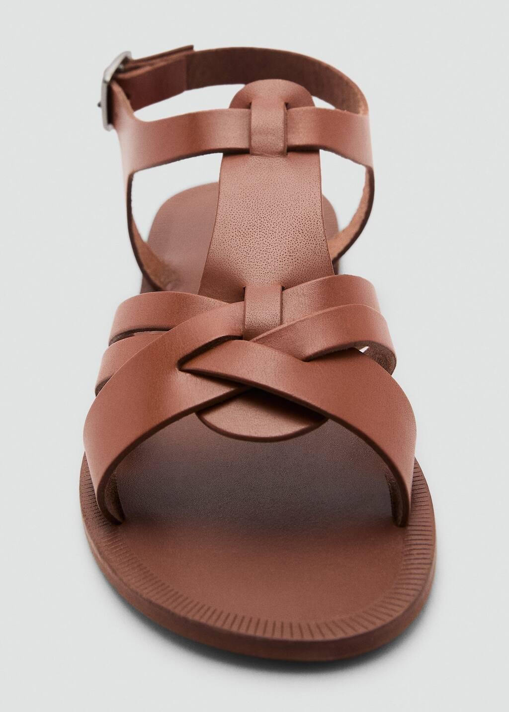 Brown Leather Straps Sandals, Kids Girl, , large image number 4