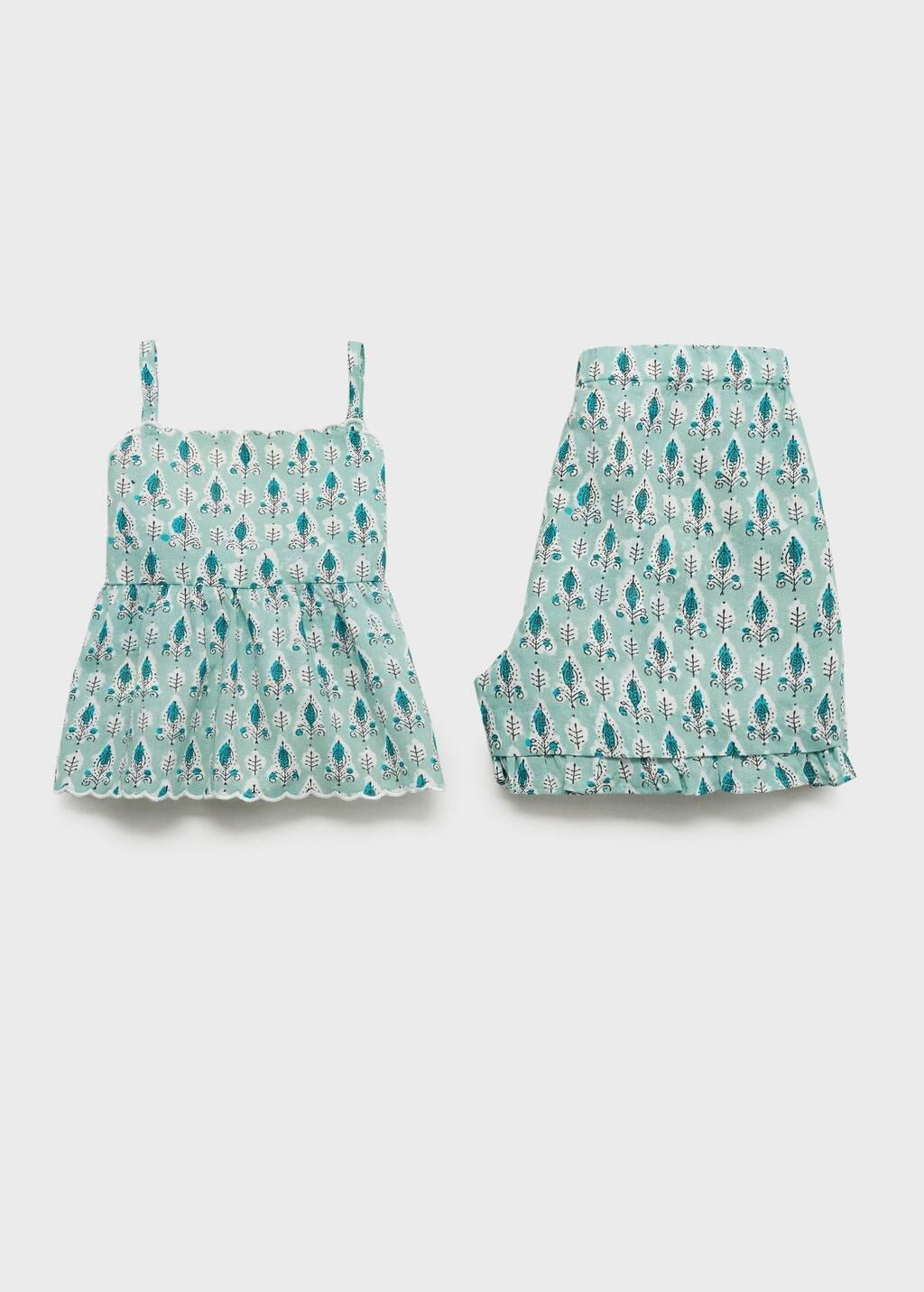 Green Printed Short Pyjamas, Baby Girls, , large image number 2