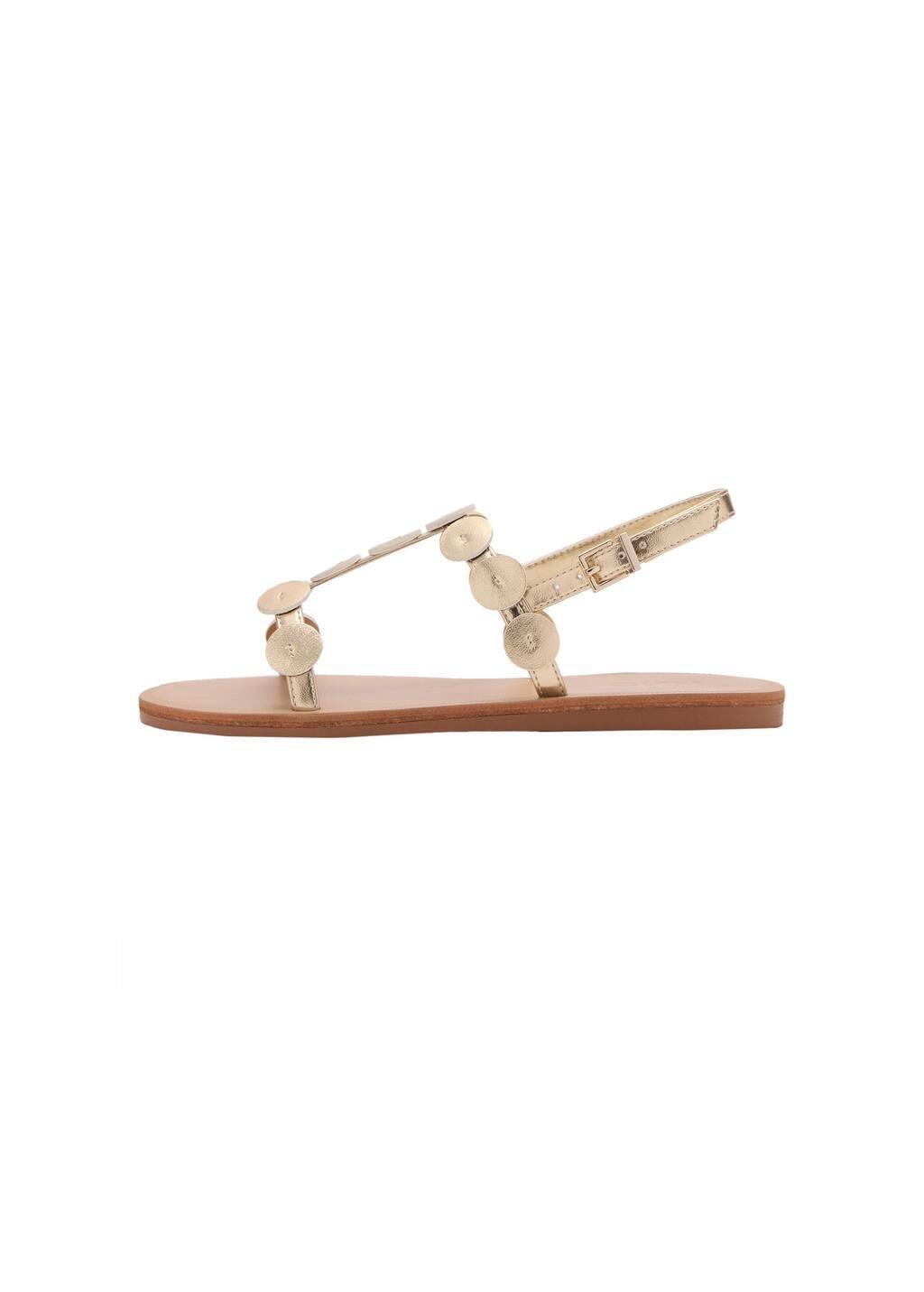 Gold Metallic Sandals With Decorative Coins, Kids Girl, , large image number 3