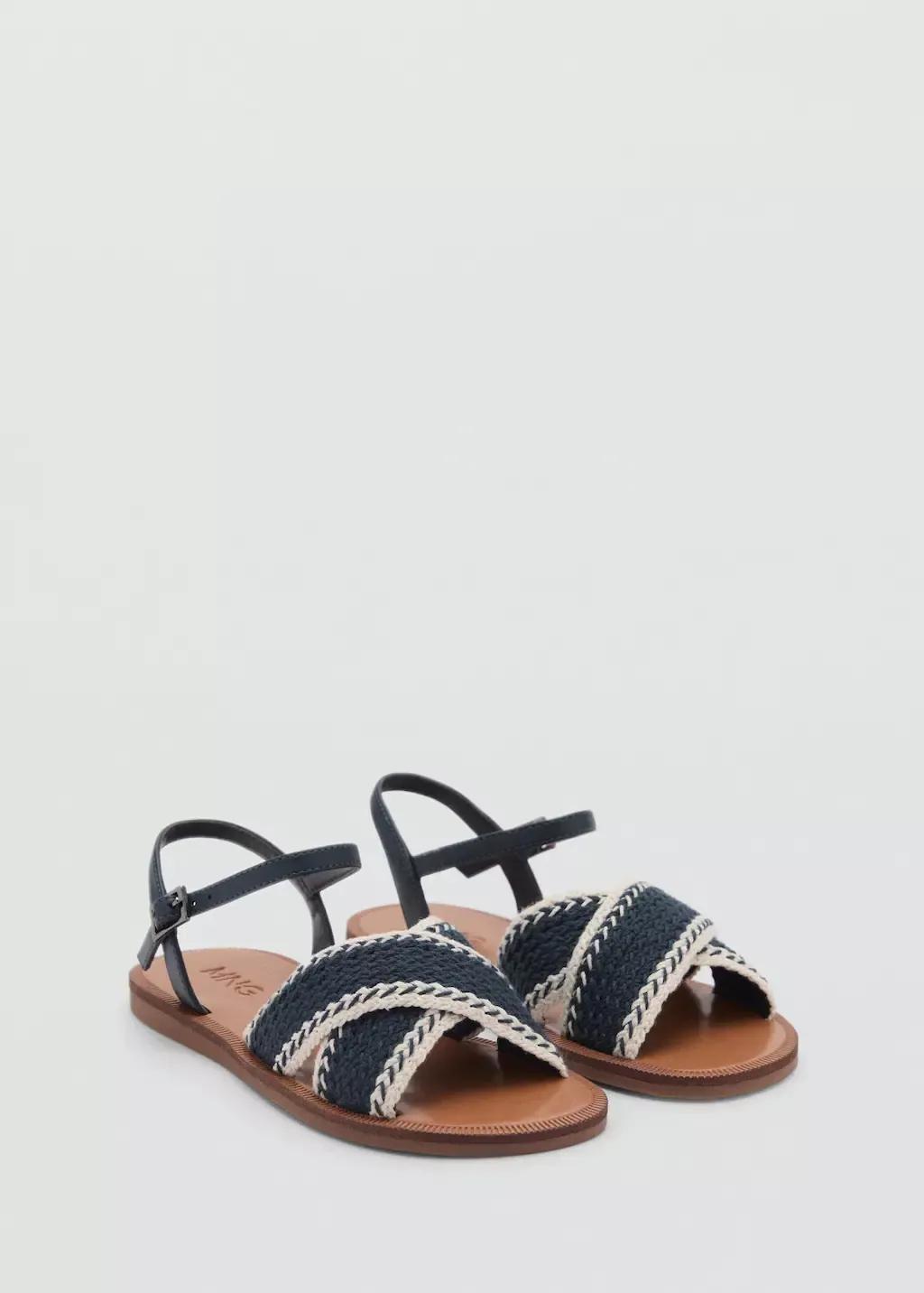 Blue Criss-Cross Straps Sandals, Kids Girl, , large image number 0