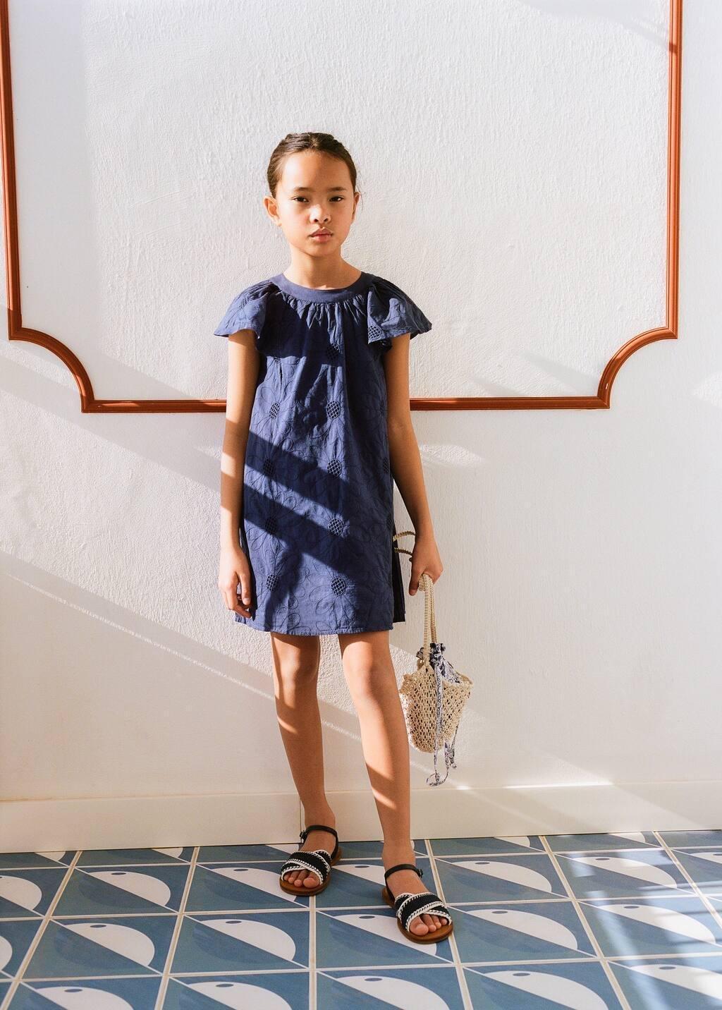 Blue Criss-Cross Straps Sandals, Kids Girl, , large image number 4