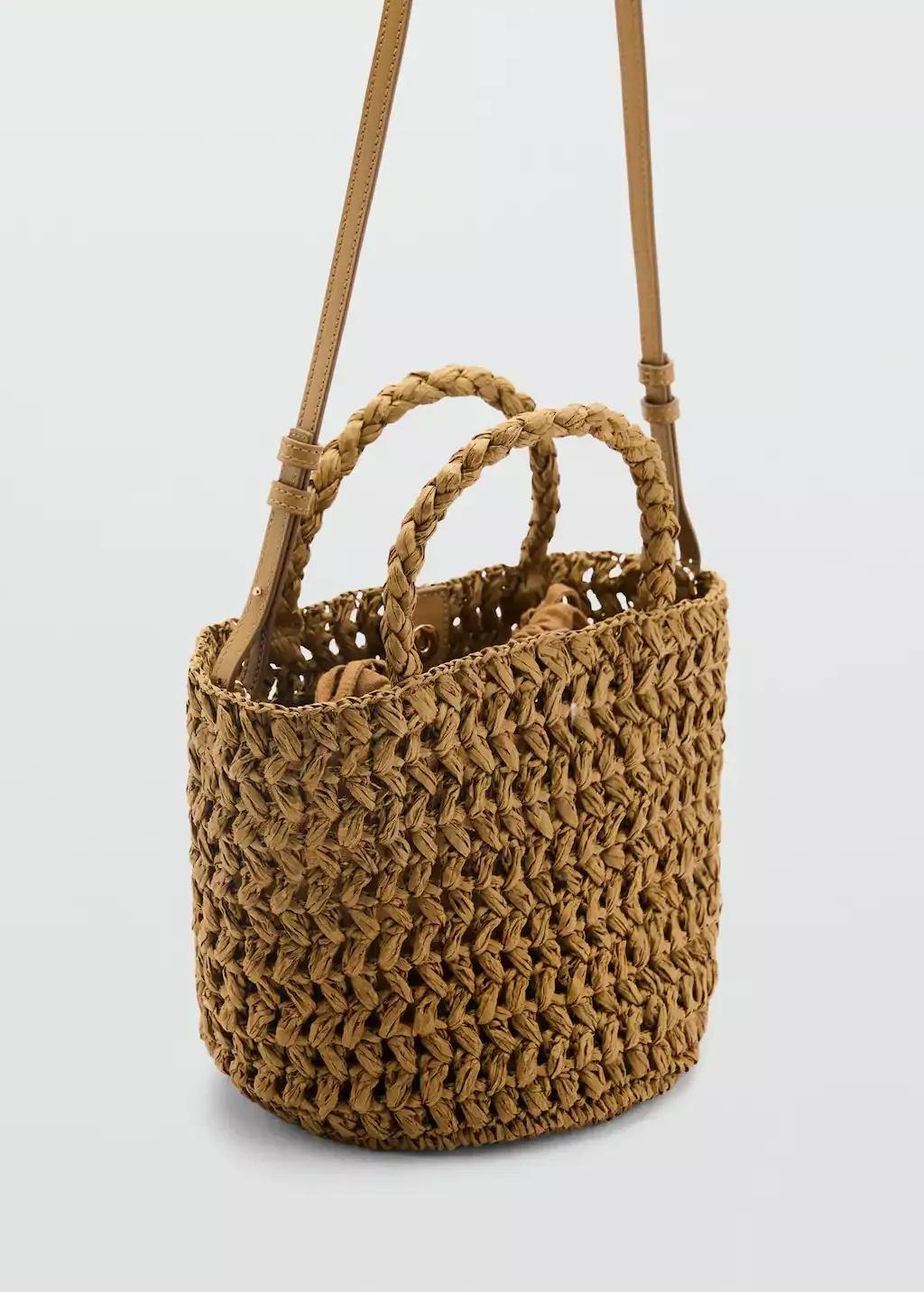 Green Natural-Fibre Double-Handle Bucket Bag, 0201_36, large image number 0